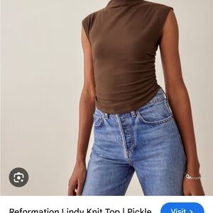 Reformation Brown Fitted Ruched Bodysuit